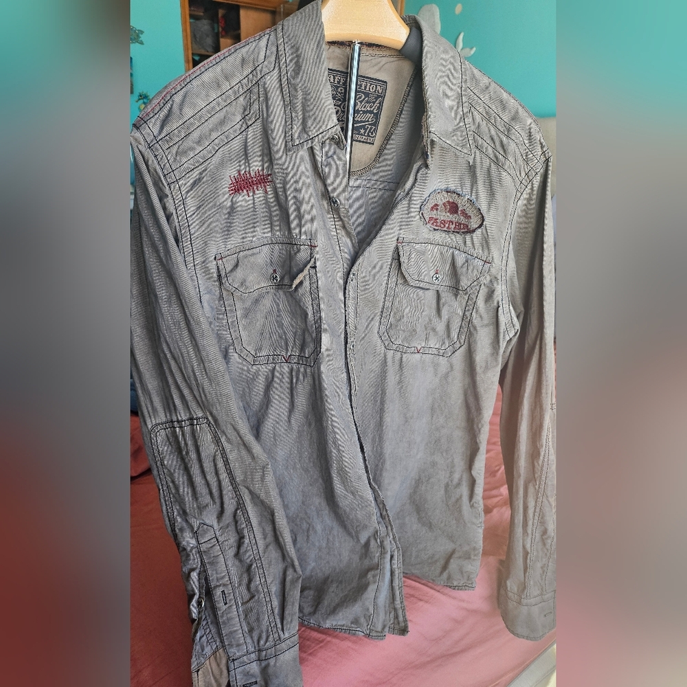 Affliction men's button up shirt slim fit